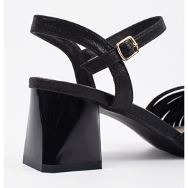 Goodin Sandalias negras elegantes en un poste bajo negro 1