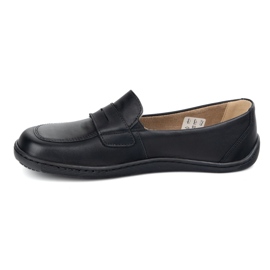 Olivier Barefoot elegante mocasines de cuero minimalista de mujeres 1280 Cara negra negro 2