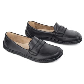 Olivier Barefoot elegante mocasines de cuero minimalista de mujeres 1280 Cara negra negro 3