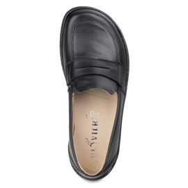 Olivier Barefoot elegante mocasines de cuero minimalista de mujeres 1280 Cara negra negro 5