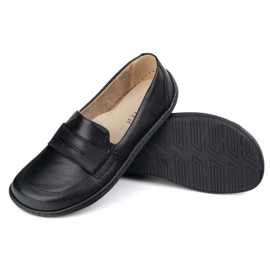 Olivier Barefoot elegante mocasines de cuero minimalista de mujeres 1280 Cara negra negro 1