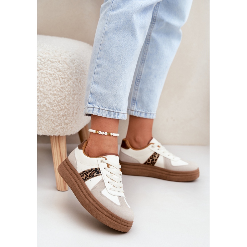 Zapatillas de deporte para mujeres en la plataforma leopardo beige 2