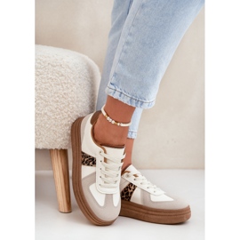Zapatillas de deporte para mujeres en la plataforma leopardo beige 3