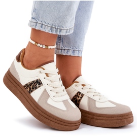 Zapatillas de deporte para mujeres en la plataforma leopardo beige 8