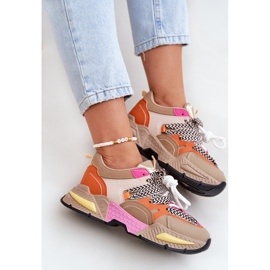 Zapatillas deportivas zapatos deportivos mujeres con doble cordón caqui beige 7