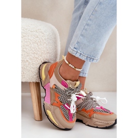 Zapatillas deportivas zapatos deportivos mujeres con doble cordón caqui beige 3