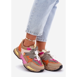 Zapatillas deportivas zapatos deportivos mujeres con doble cordón caqui beige 1