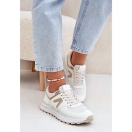 Zapatos deportivos femeninos con beige de cuero ecológico 3