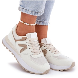 Zapatos deportivos femeninos con beige de cuero ecológico 10