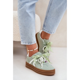 Zapatillas para mujeres en la plataforma con adornos verdes 3