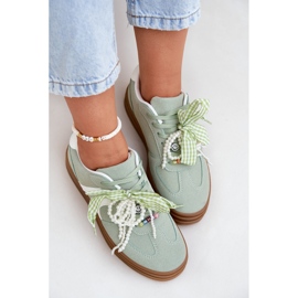 Zapatillas para mujeres en la plataforma con adornos verdes 7