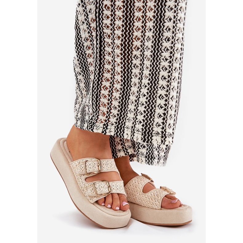 Flip fallas de mujeres en la plataforma con hebillas y trenza beige 1 Flip fallas de mujeres en la plataforma con hebillas y trenza beige 1