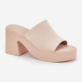 Zapatillas para mujeres en la publicación y la plataforma beige 4