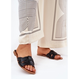 Chanclas planas para mujeres con rayas negras negro 2 Chanclas planas para mujeres con rayas negras negro 2