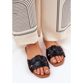 Chanclas planas para mujeres con rayas negras negro 5