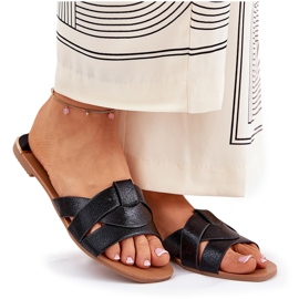 Chanclas planas para mujeres con rayas negras negro 9