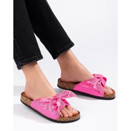 Cómodas chanclas con lazo rosado 1