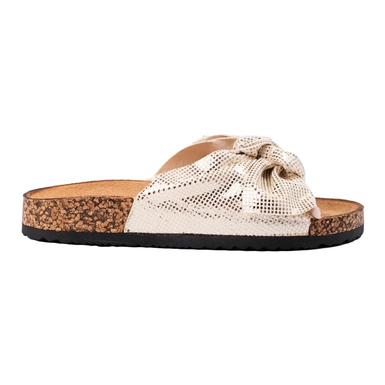 Cómodas chanclas con lazo dorado 2