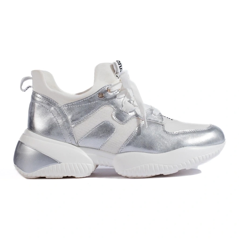 Weide Zapatillas blancas y plateadas blanco 2