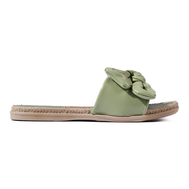 Pantuflas Eco Piel Con Lazo verde 1