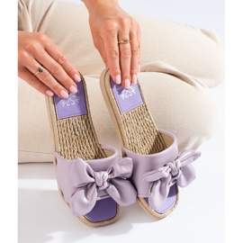 Pantuflas Eco Piel Con Lazo violeta 3