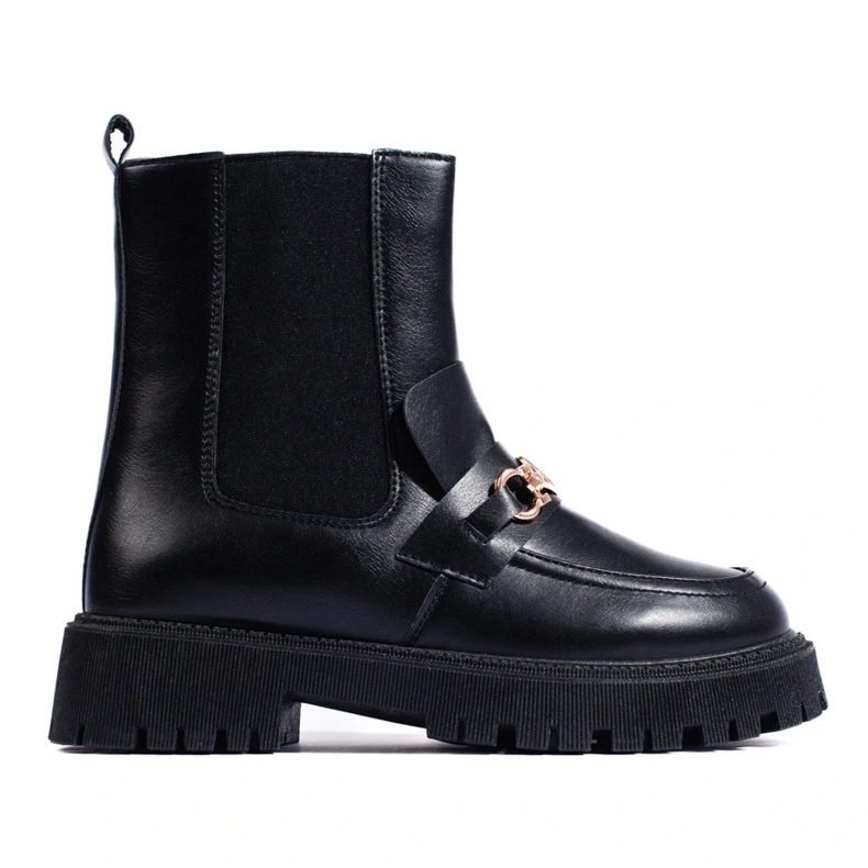 Bolsas sin cordones en la plataforma negro 1