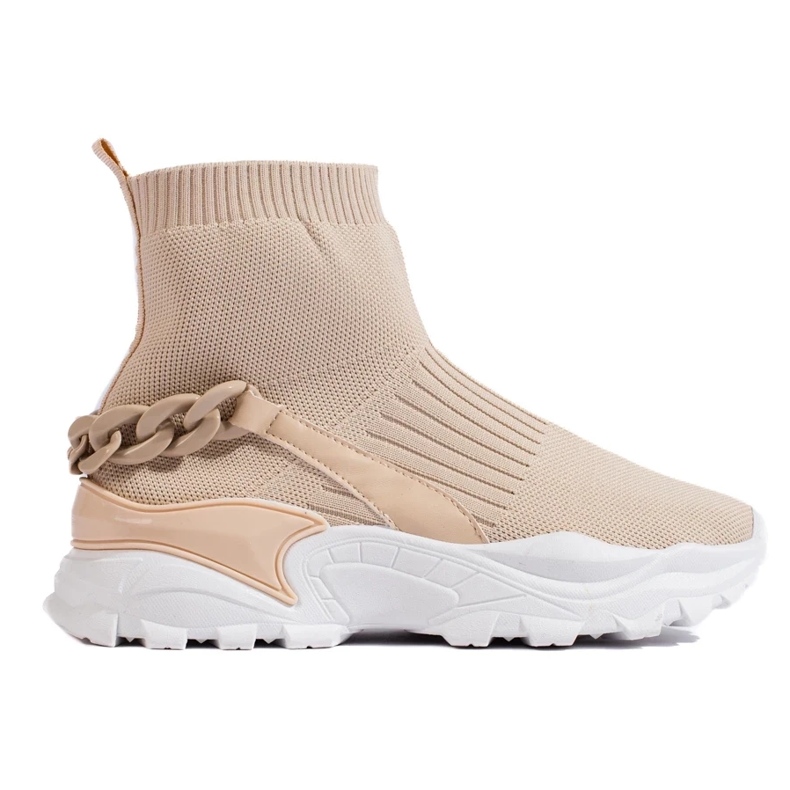 Zapatillas de deporte de moda con un calcetín beige 2