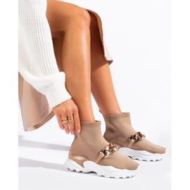 Zapatillas sin cordones con cadena marrón 2