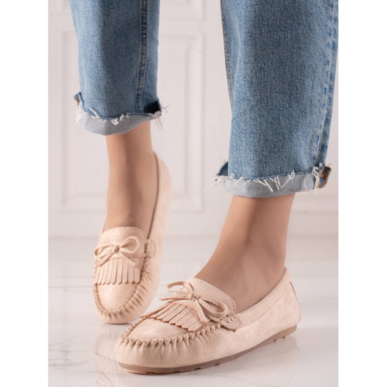 Mocasines con lazo beige 2