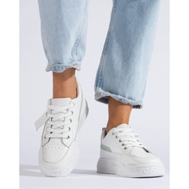 TRENDI Zapatillas con moda de cuero ecológico blanco 2