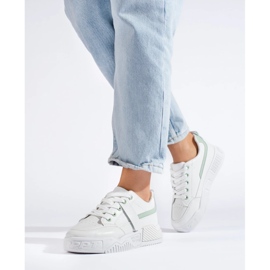 TRENDI Zapatillas con moda de cuero ecológico blanco 4