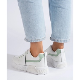 TRENDI Zapatillas con moda de cuero ecológico blanco 1