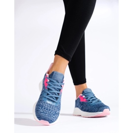 TRENDI Zapatos deportivos atados azul 2