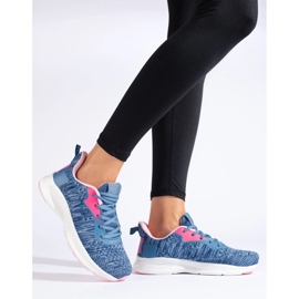 TRENDI Zapatos deportivos atados azul 4