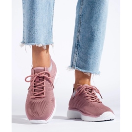 Calzado deportivo con cordones rosado 1