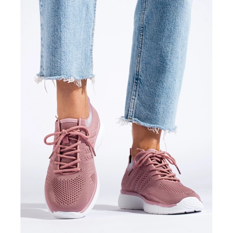 Calzado deportivo con cordones rosa 1