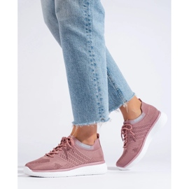 Calzado deportivo con cordones rosado 3