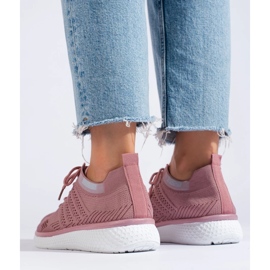 Calzado deportivo con cordones rosado 4