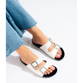 Goodin Babuchas blancas con hebillas decorativas blanco 1 Goodin Babuchas blancas con hebillas decorativas blanco 1