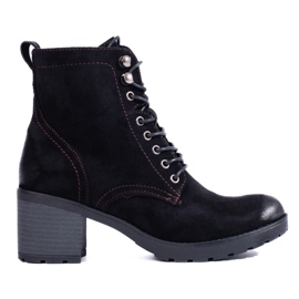 W. Potocki Botines de mujer con cordones Potocki de ante ecológico negro 3