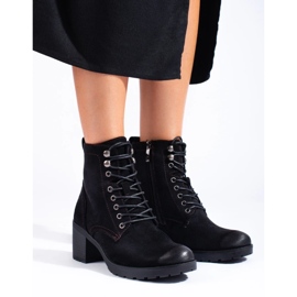 W. Potocki Botines de mujer con cordones Potocki de ante ecológico negro 2