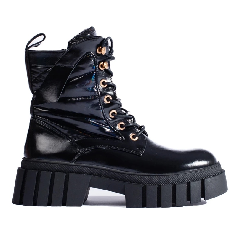 Zapatos obreros de mujer negros con suela gruesa. 2