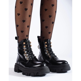 Botines de mujer de charol con suela gruesa. negro 4