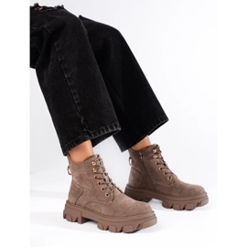 Botines de mujer de ante con suela gruesa. beige 2