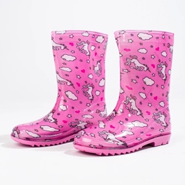 Botas de agua altas de niña con estampado rosa rosado 5