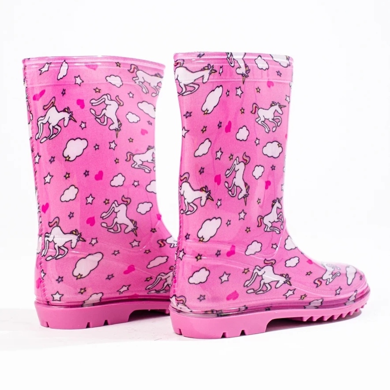 Botas de agua altas de niña con estampado rosa rosado 2