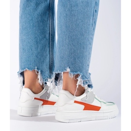Zapatillas deportivas de mujer con cordones y plataforma en ecopiel, blanco 1