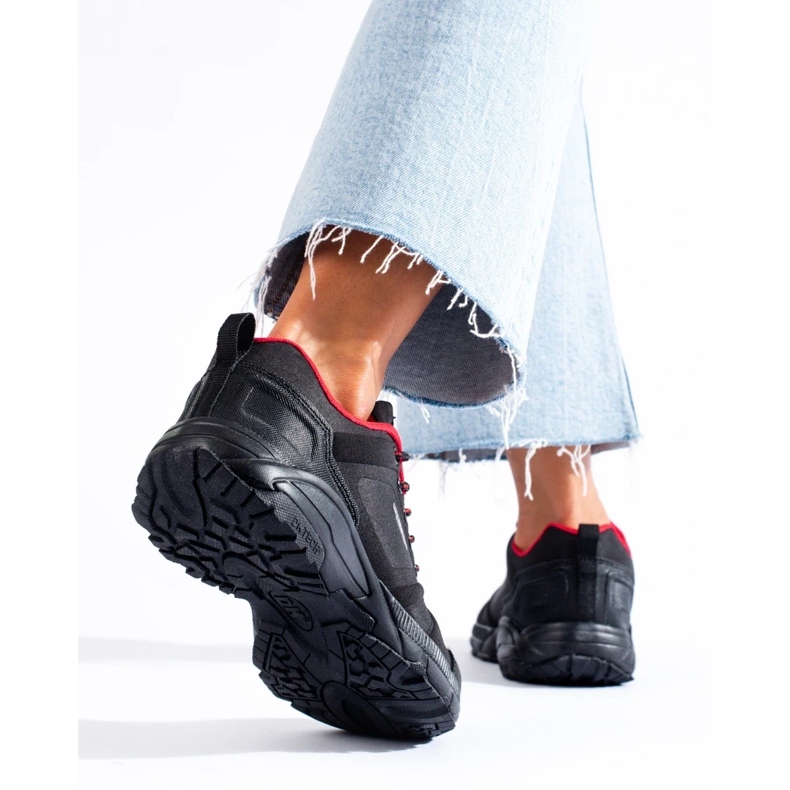 Zapatos de trekking de mujer DK, negro y rojo. 1