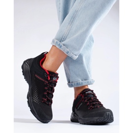 Zapatos de trekking de mujer con suela gruesa DK, negros y rojos 3