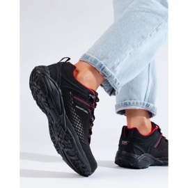 Zapatos de trekking de mujer con suela gruesa DK, negros y rojos 4